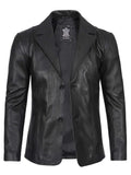 Surrey Men's Black Leather Blazer Orca Cloths