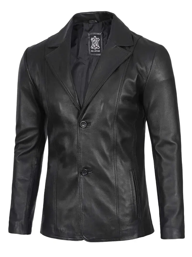 Surrey Men's Black Leather Blazer Orca Cloths