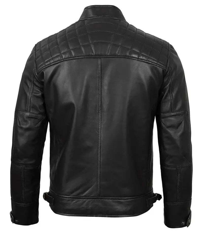 Tall Diamond Mens Black Cafe Racer Biker Jacket Orca Cloths