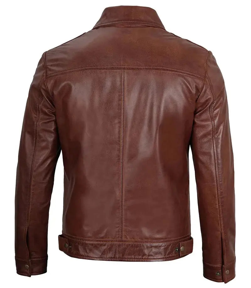 Tall Men Harrington Brown Leather Jacket Orca Cloths