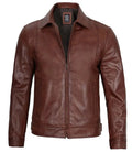 Tall Men Harrington Brown Leather Jacket Orca Cloths