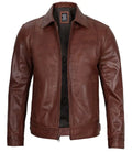 Tall Men Harrington Brown Leather Jacket Orca Cloths