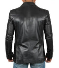Tall Men's Two Buttons Black Real Leather Blazer Orca Cloths
