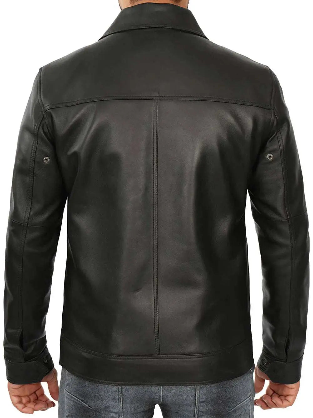 Tall Mens Black Real Leather Jacket