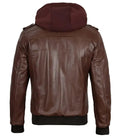 Tall Mens Bomber Dark Brown Removable Hooded Leather Jacket Orca Cloths