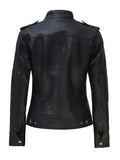 Tavares Womens Black Cafe Racer Leather Jacket Orca Cloths