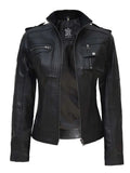 Tavares Womens Black Cafe Racer Leather Jacket Orca Cloths