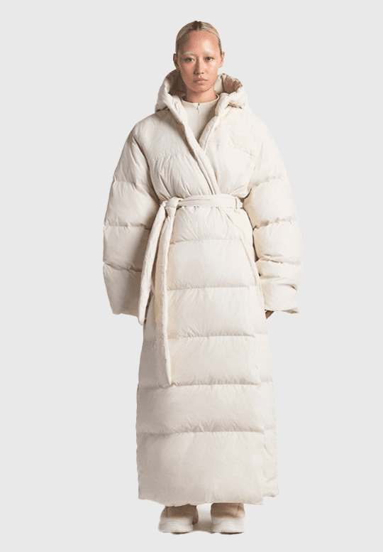 The North Face x Skims Nuptse Wrap White Parka Coat