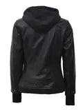 Tralee Petite Women's Black Motorcycle Leather Jacket with Hood Orca Cloths