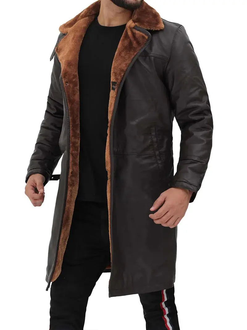 Turlock Dark Brown Shearling Coat For Men Orca Cloths