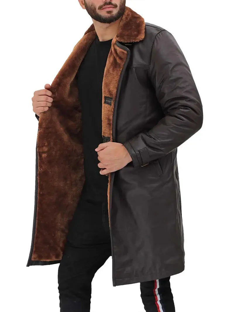 Turlock Dark Brown Shearling Coat For Men Orca Cloths