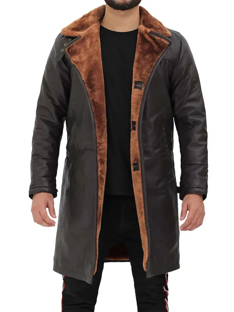 Turlock Dark Brown Shearling Coat For Men Orca Cloths