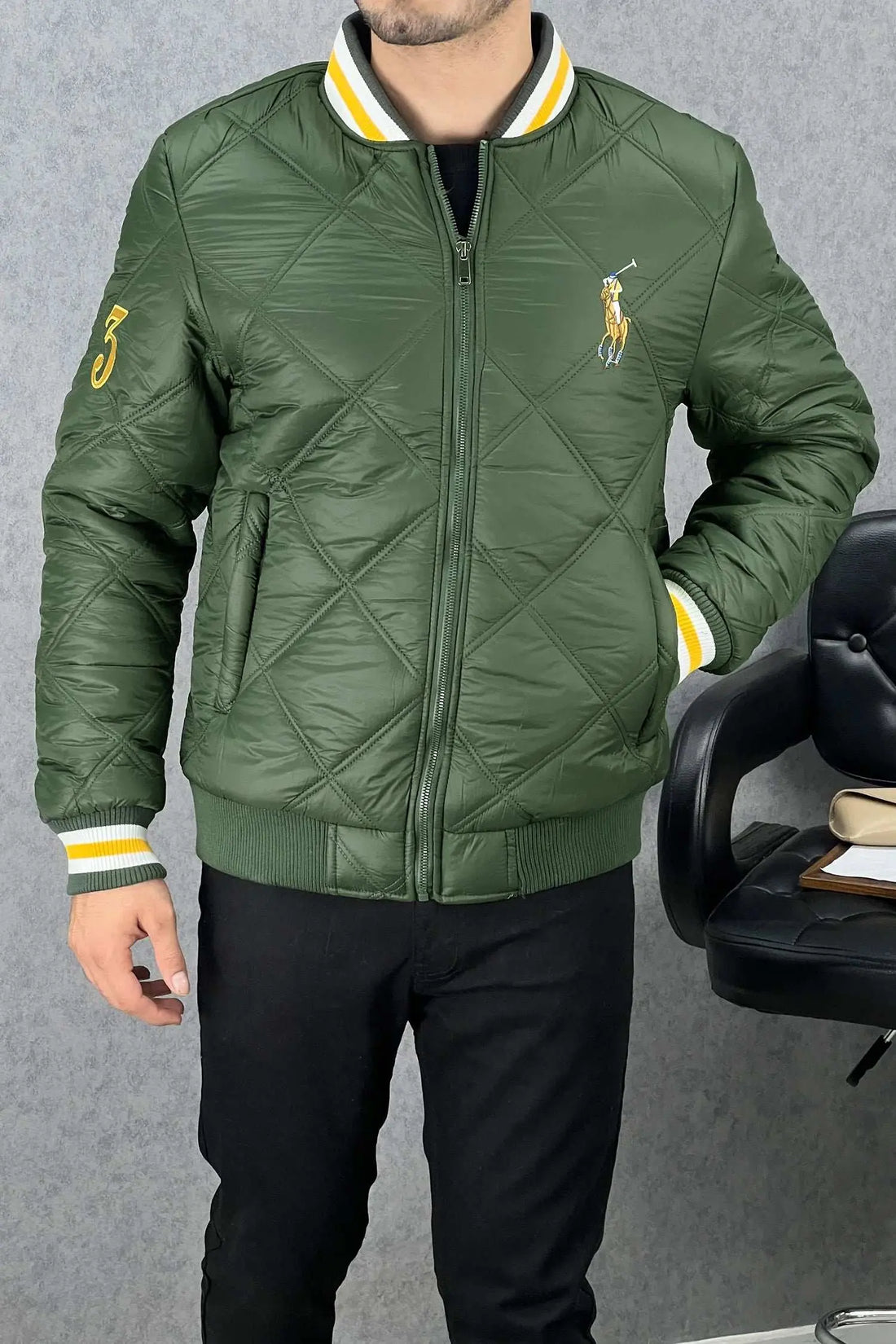 U.S. Polo Assn. Quilted Puffer Jacket - Olive Green