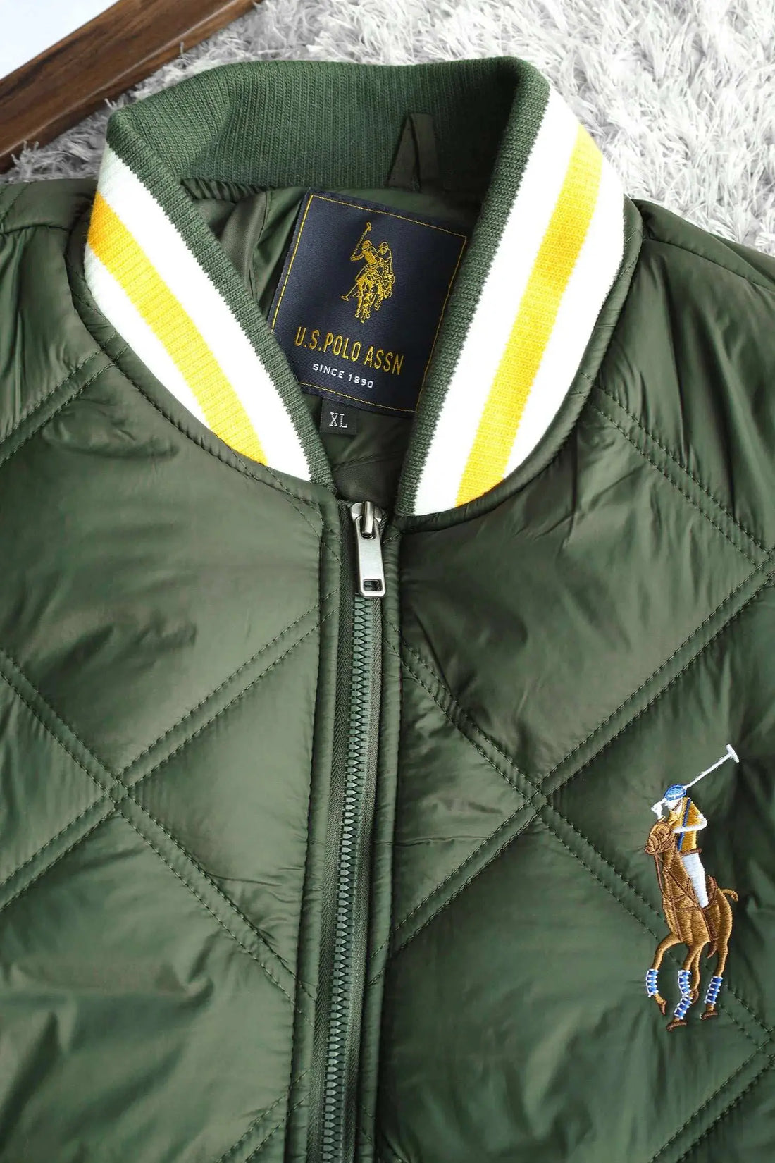 U.S. Polo Assn. Quilted Puffer Jacket - Olive Green