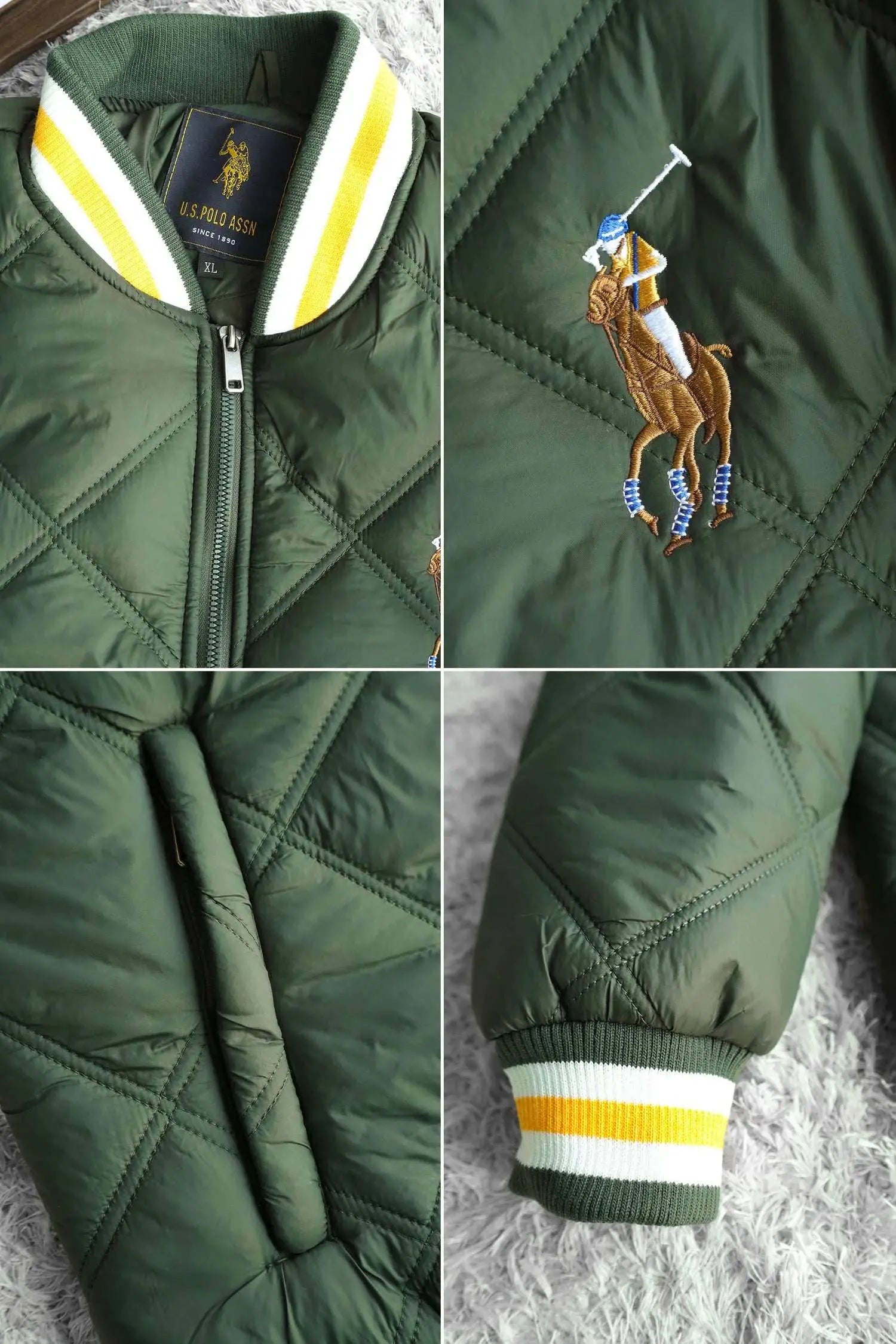 U.S. Polo Assn. Quilted Puffer Jacket - Olive Green