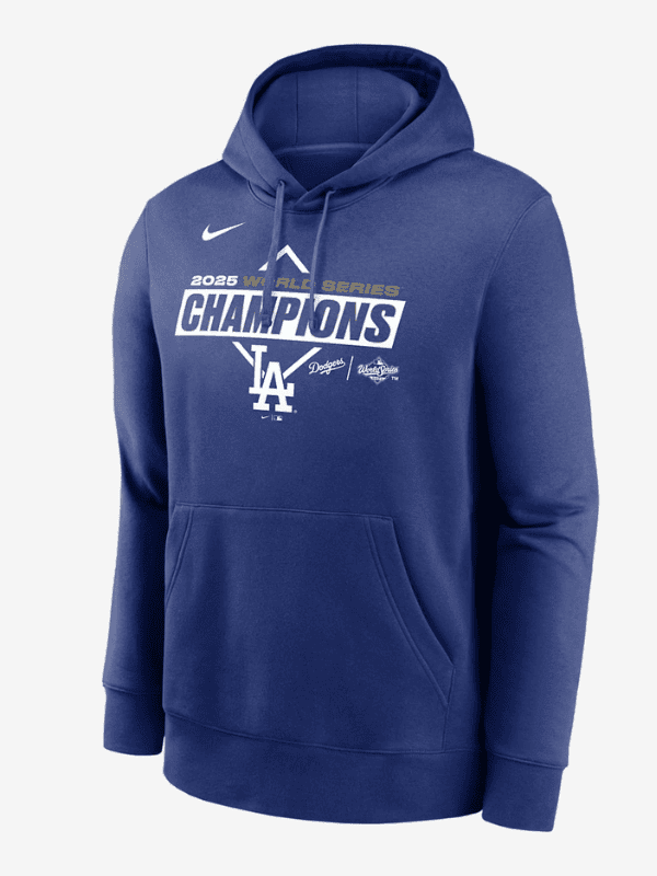 Los Angeles Dodgers 2025 World Series Champions Logo Home Plate Men's Nike MLB Pullover Hoodie