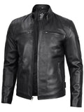 Vermont Men's Black Motorcycle Leather Jacket Orca Cloths