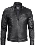 Vermont Men's Black Motorcycle Leather Jacket Orca Cloths