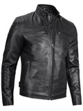 Vermont Men's Black Motorcycle Leather Jacket Orca Cloths