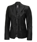 Vicenza Women's Black Two-Button Leather Blazer Orca Cloths