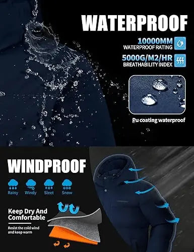 Warm Waterproof Men’s Puffer Jacket – Windproof Winter Coat with Hood & Multiple Pockets