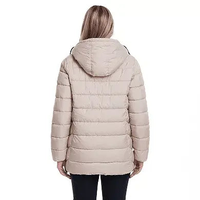 Weathercast Hooded Women's Puffer Coat with Cozy Pile