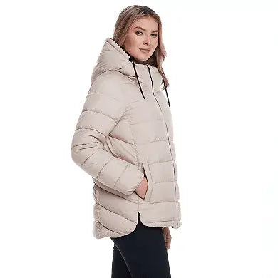 Weathercast Hooded Women's Puffer Coat with Cozy Pile
