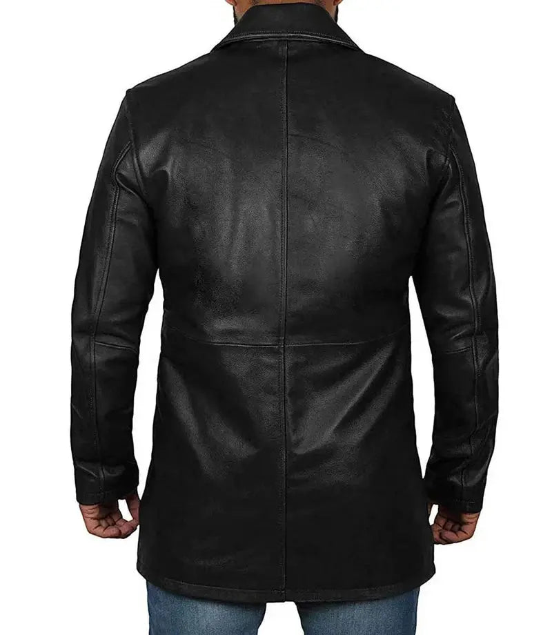 Winchester Men's Black Real Leather Car Coat Orca Cloths