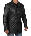 Winchester Men's Black Real Leather Car Coat Orca Cloths
