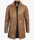 Winchester Men's Camel Brown 3/4-Length Leather Car Coat Orca Cloths