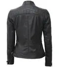 Women Petite Black Quilted Cafe Racer Leather Jacket Orca Cloths