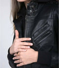 Edinburgh Womens Black Bomber Leather Jacket