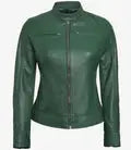 Dodge Women Motorcycle Green Leather Jacket - Orca Cloths