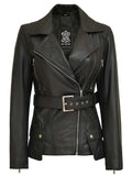 Women's Asymmetrical Black Leather Jacket Orca Cloths