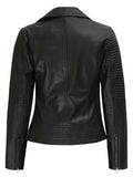Women's Black Asymmetrical Leather Motorcycle Jacket Orca Cloths