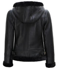 Women's Black Real Leather Hooded Shearling Jacket Orca Cloths