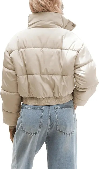Women's Puffer Jacket Long Sleeve Puffy Coat Winter Lightweight Quilted Padded Outwear with Pockets