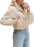 Women's Puffer Jacket Long Sleeve Puffy Coat Winter Lightweight Quilted Padded Outwear with Pockets