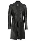 Women's Tall Black 3/4 Length Leather Coat Orca Cloths