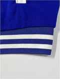 Women’s Varsity Baseball Jacket – Cropped Colorblock Letterman Bomber with Button Down Closure