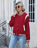 Women’s Varsity Bomber Jacket | Lightweight Casual Button Down Fall Fashion 2025