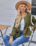 Women’s Varsity Bomber Jacket | Lightweight Casual Button Down Fall Fashion 2025