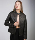 Dodge Women's Brown Rub off Motorcycle Leather Jacket - Orca Cloths