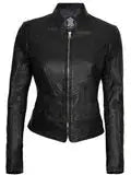 Amy Women's Black Café Racer Leather Jacket Orca Cloths