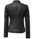 Dodge Petite Women's Black Lambskin Leather Motorcycle Jacket - Orca Cloths