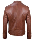 Dodge Tall Mens Cognac Cafe Racer Leather Jacket - Orca Cloths