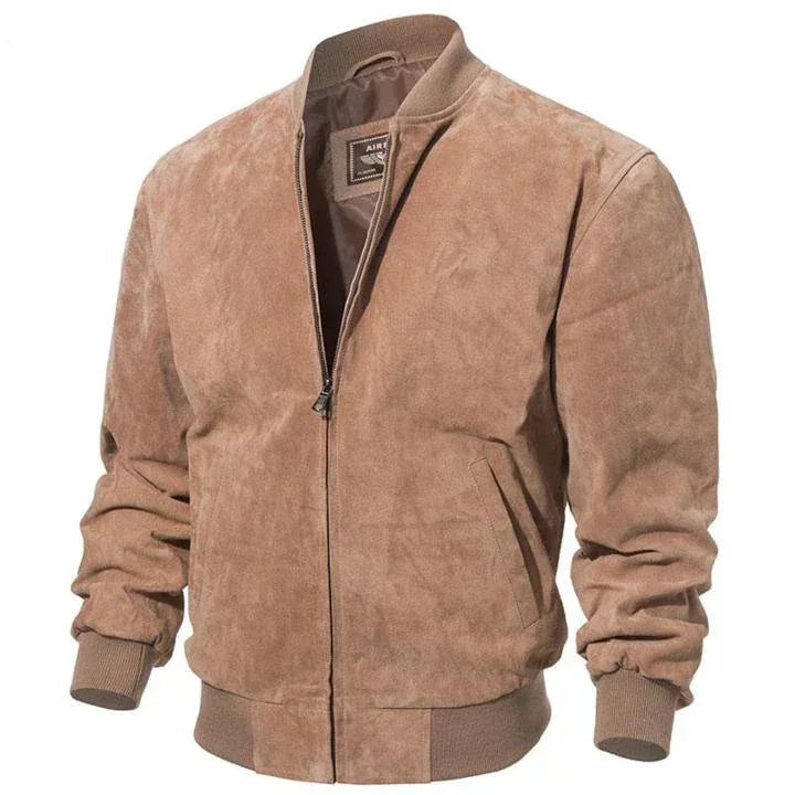 Adamsville Mens Camel Suede Bomber Jacket Orca Cloths