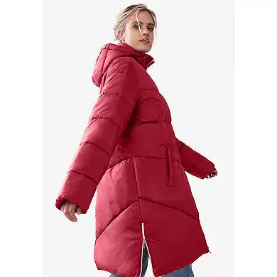 ellos Plus Size Long Women's Puffer Coat