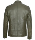 Dodge Mens Green Cafe Racer Leather Jacket - Orca Cloths