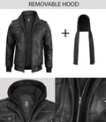 Edinburgh Men's Bomber Grey Removable Hooded Leather Jacket - Orca Cloths